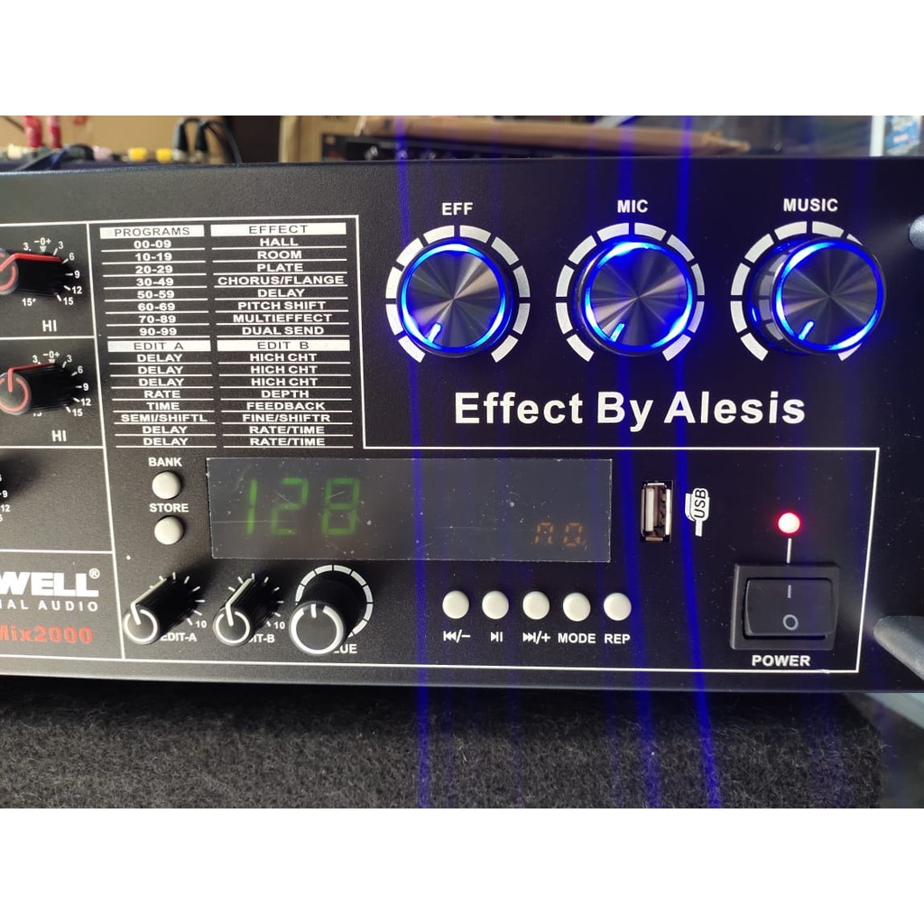 Power Ampli Mixer Hardwell Perfect Mix-2000 Efek Alesis 2x350Watt