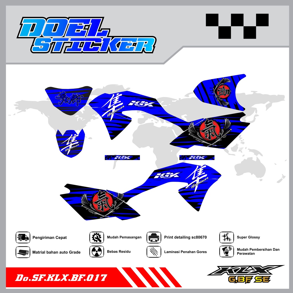 Sticker Striping Honda KLX 150 G , BF , SE Lama List Variasi Hologram , Crome Doel 017