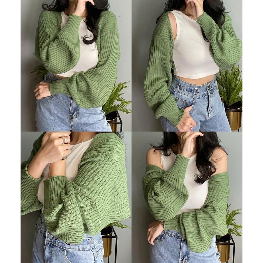 FLASH SALE✅!!! Liam Oversize Crop Cardigan / Balero / Outer Knit Premium / Crop Cardi-MINT