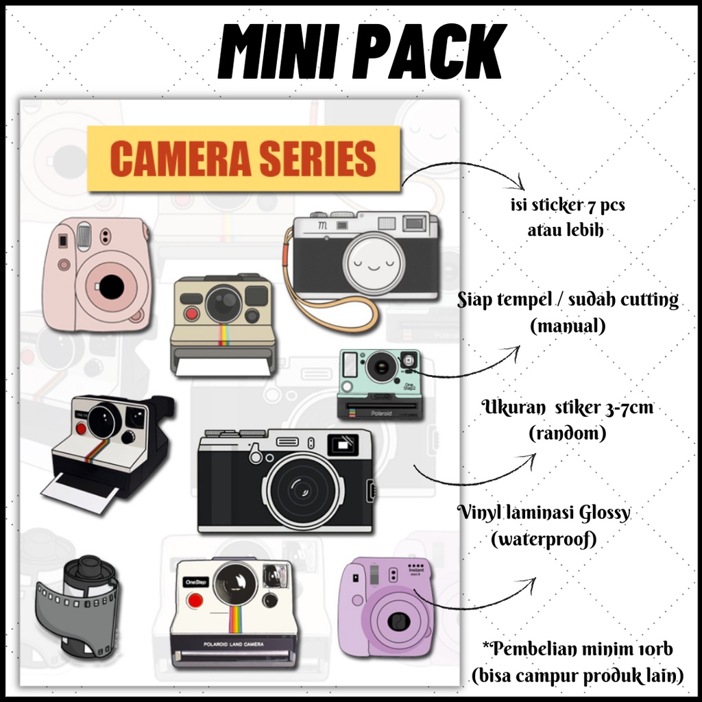 [MINI PACK] STICKER CAMERA SERIES | STIKER KAWAII AESTHETIC | STICKER TUMBLR | STICKER LAPTOP HP KOP