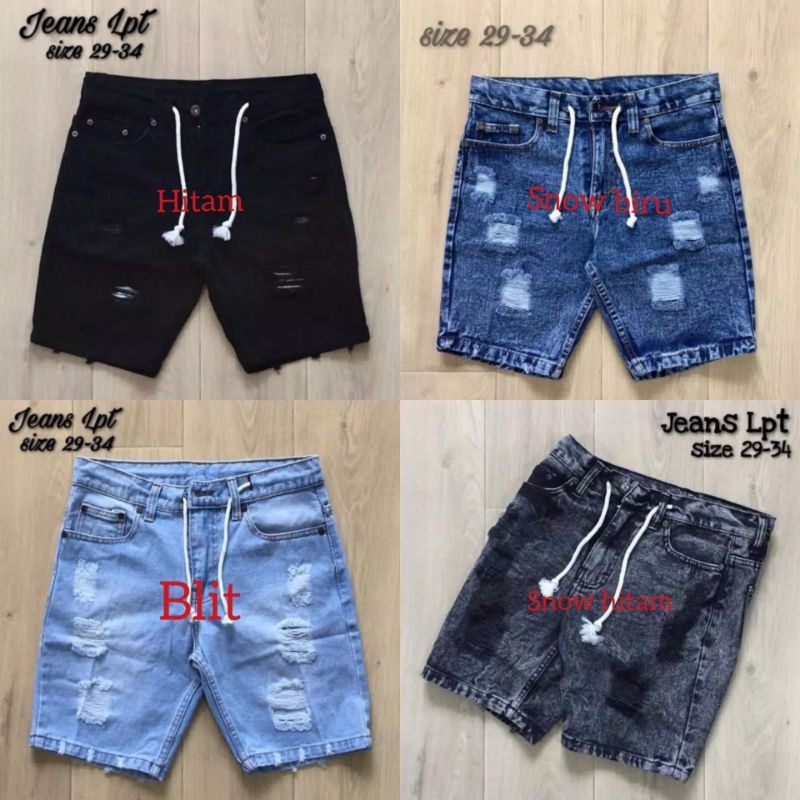 CELANA JEANS PENDEK PRIA | JEANS PENDEK DISTRO SOBEK TALI BISA COD