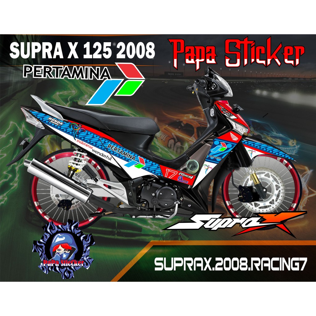 STRIPING VARIASI SUPRA X 125 PERTAMINA  - STIKER SUPRA X 125 STICKER SUPRA X 2008 RACING 07