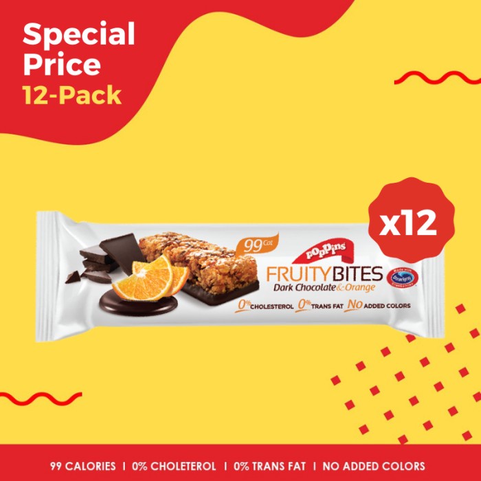 

⭐ COD ⭐ Poppins - Dark Chocolate & Orange Fruity Bites / 12 pack / Cereal Bar
