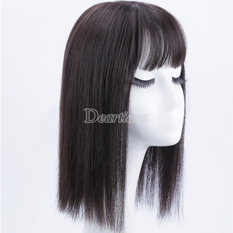 Women's Long Straight Wig Clip with Bangs Clip In Extension Wig