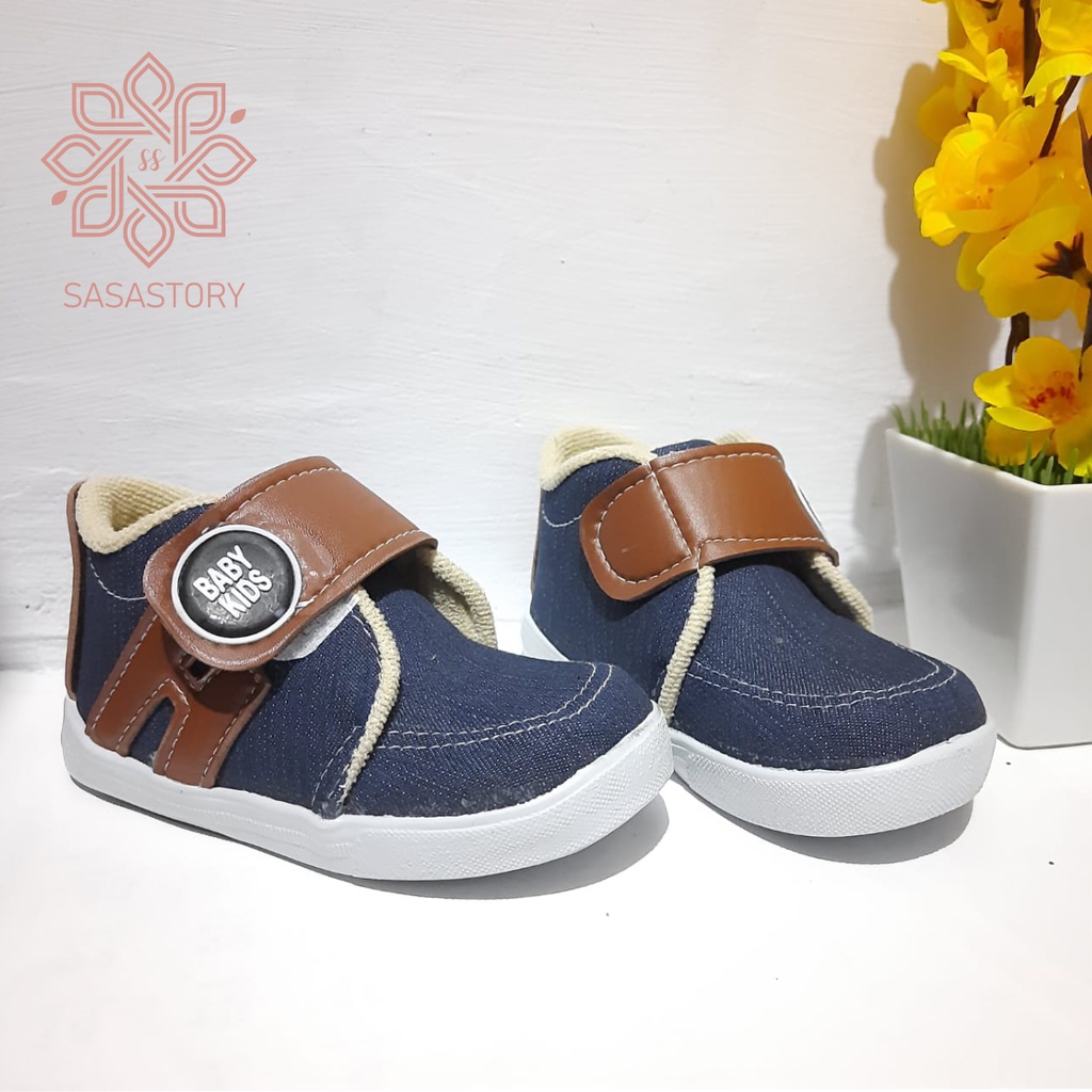 Sasastory Sepatu Sneaker Denim Anak Laki Laki Usia 1 2 3 4 5 6 Tahun CA09