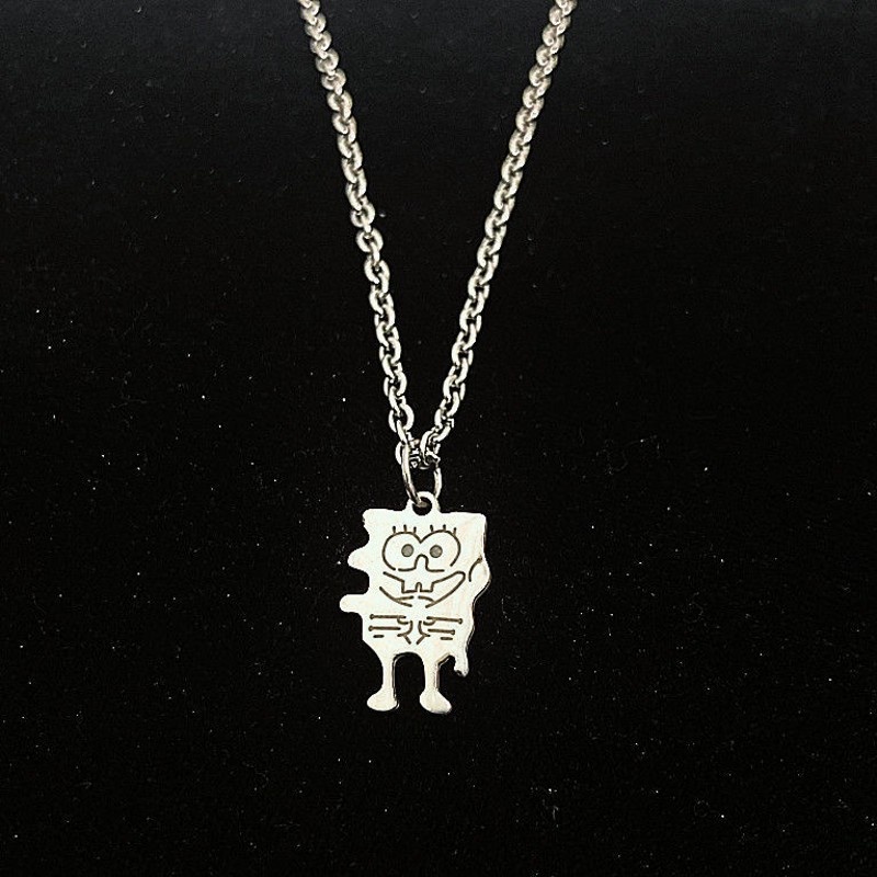 2pcs / Set Kalung Klavikula Hias Liontin Kartun SpongeBob Untuk Pria Dan Wanita