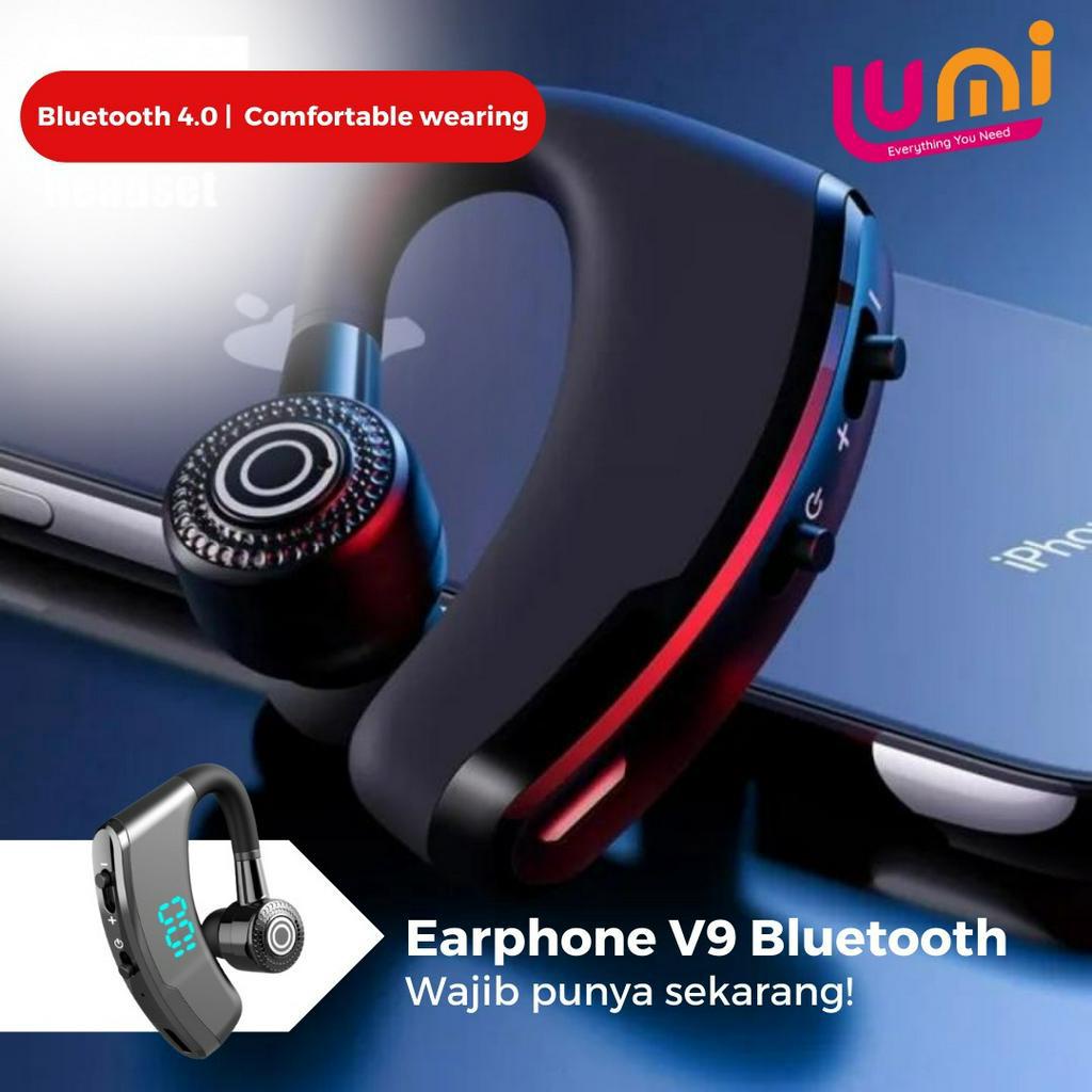 V9 Bluetooth Earphone 8D Bass Wireless Headset 5.0 Single Business Sport Headphone with Mic