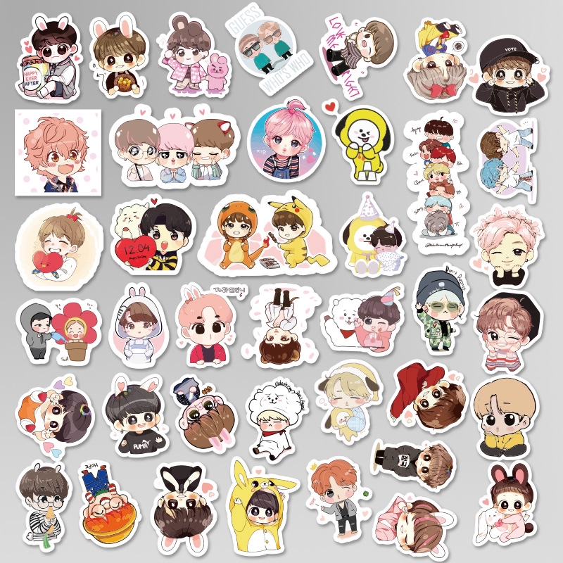 BT21 40pcs KPOP BTS EMOJI Stickers Cute Cartoon Bangtan Boys for Cellphone Cup Notebook Diary Decor