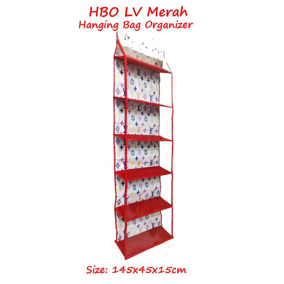 promo HBOZ LV Merah(Rak Tas Gantung Retsleting) Hanging Bag Organizer Zipper