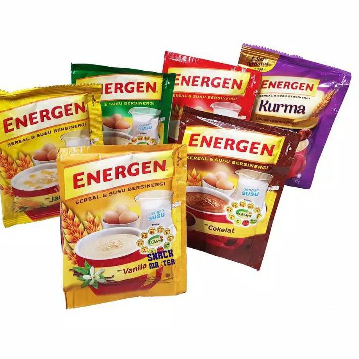 

[KODE 77] ENERGEN SEREAL COKLAT VANILLA KACANG IJO JAHE JAGUNG 1 RENTENG RENCENG produck vyralral