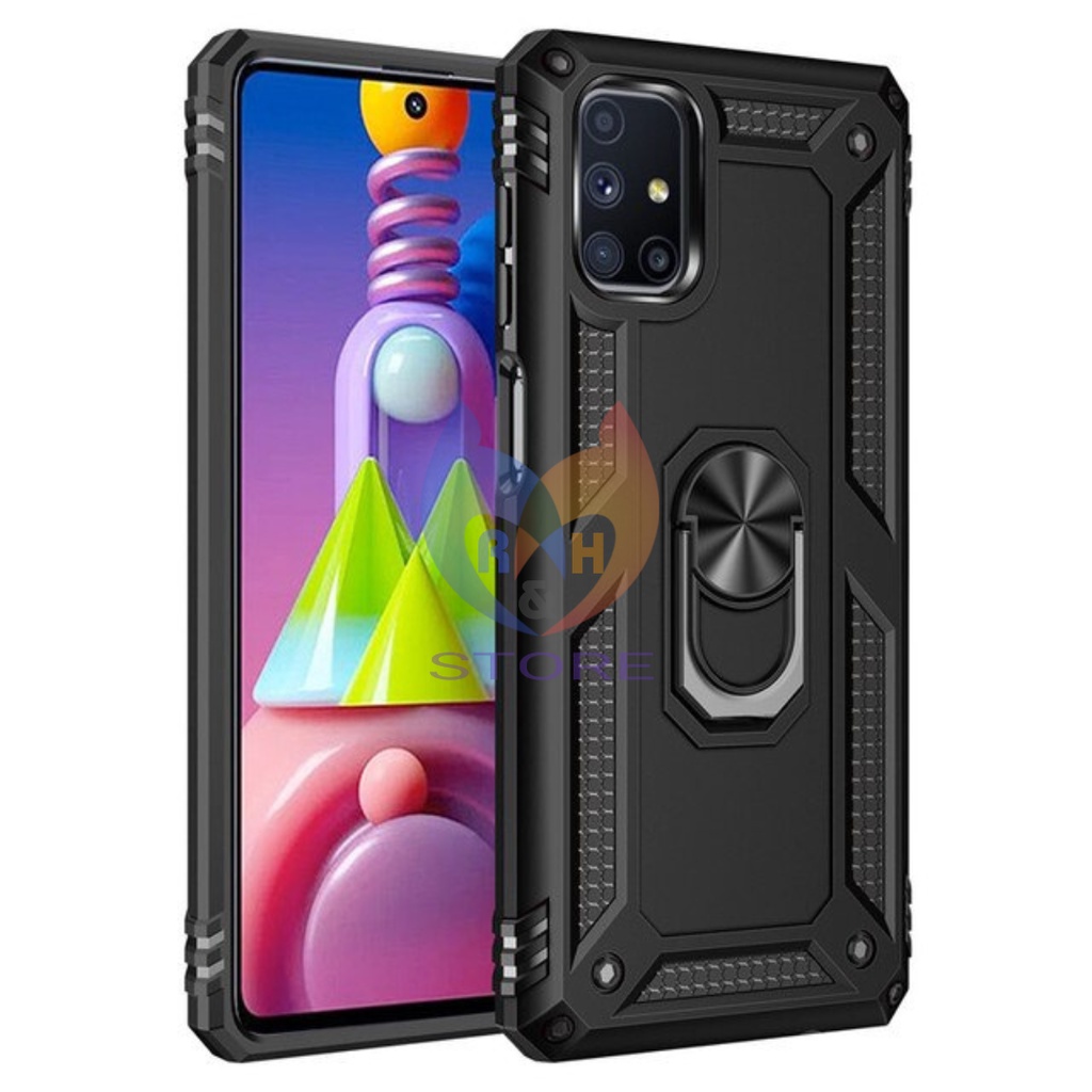 Case Samsung Galaxy M51 Hardcase Ring Armor Military Kickstand Hybrid Magnetik TPU