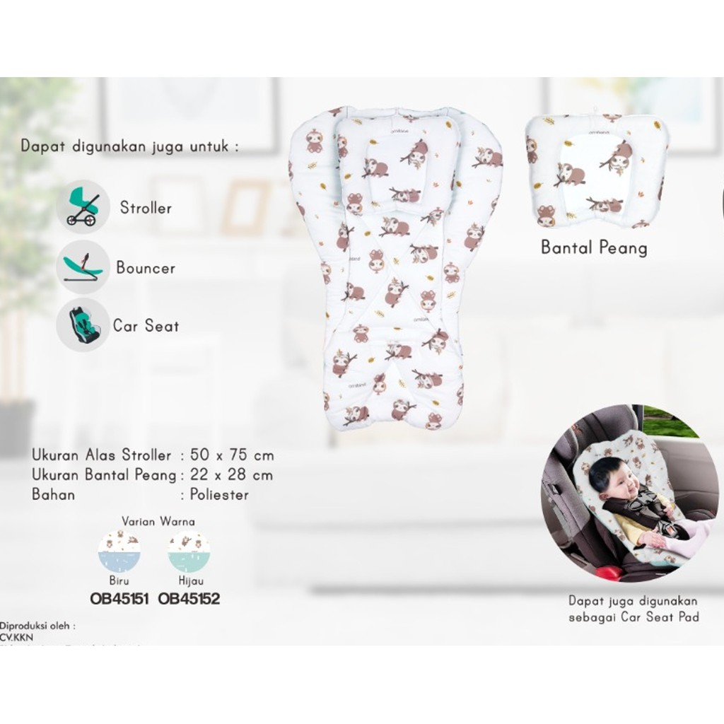 Omiland OB4515 Alas Stroller Lebar dan Bantal Peang SLOTH Series