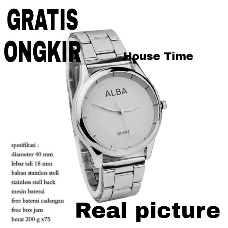 GRATIS Ongkir jam pria Alba rantai premium super silver/ jam pria rantai / jam tangan pria  jam casu