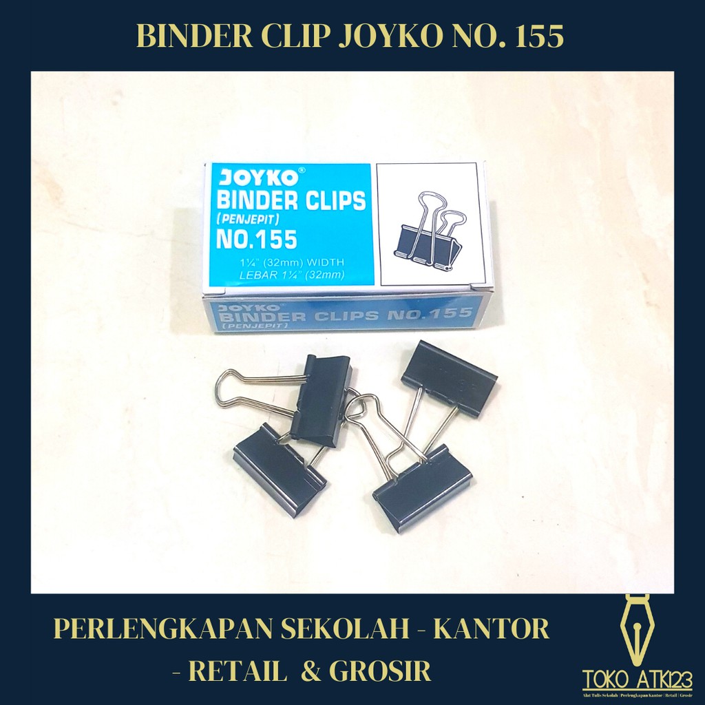 Binder Clip / Penjepit Kertas / Klip Kertas Joyko No. 155