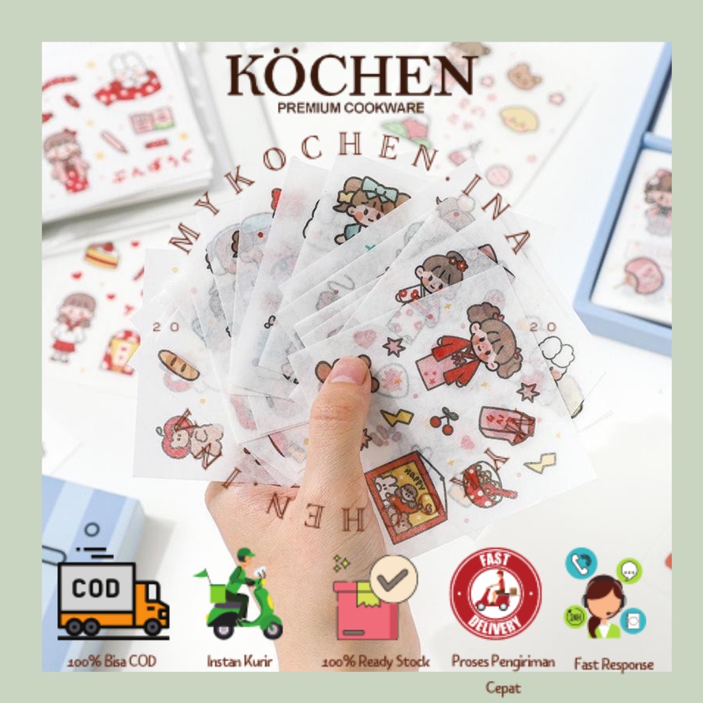 KOCHEN Sticker 2D Scrapbook handphone Aksesoris Aesthetic Lucu Viral Full Color