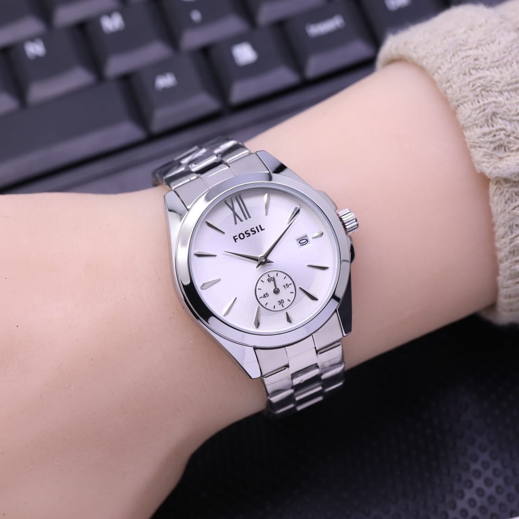 Grosiran Jam Tangan Wanita 35100TL Analog Strap Stainless Steel Tanggal Aktif Free Box Jam Tangan (COD)