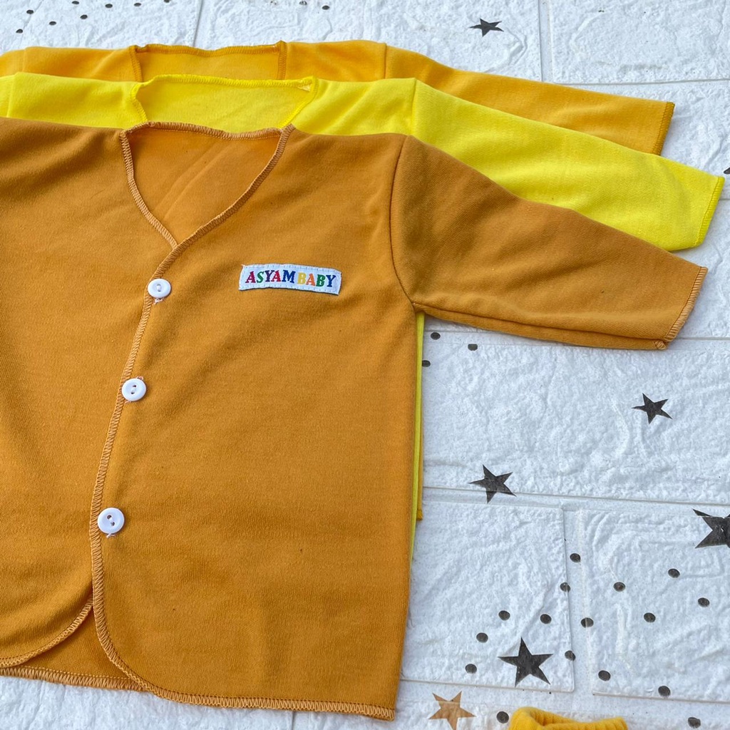 3 Stel Baju Bayi Panjang + Celana Panjang Baru Lahir Seri Kuning Asyam Baby