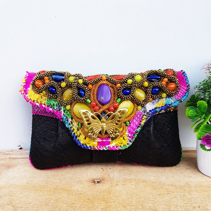 Clutch Kulit Ular Asli Aura Size S Handmade Asli Bali