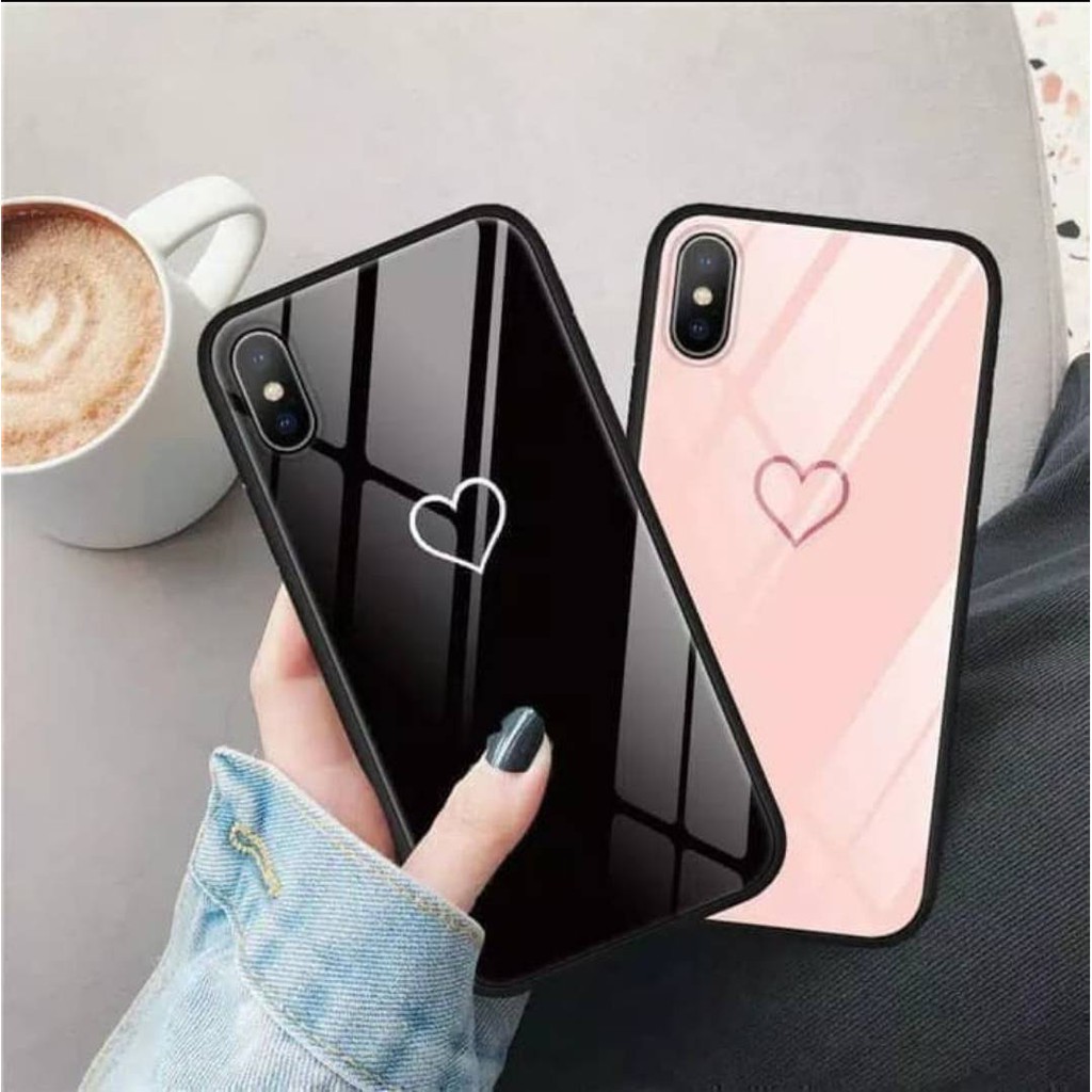 VIVO Y91 / Y93 / Y95 , VIVO Y91C / Y93 NONFINGER PREMIUM CASE CASING GLASS MOTIF LOVE