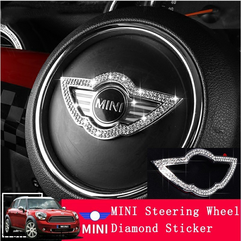 Roda kemudi mobil logo stiker dekorasi berlian Aksesoris Mobil for MINI Cooper R55 R56 R58 F54 F55 F56 F60 R60 Countryman