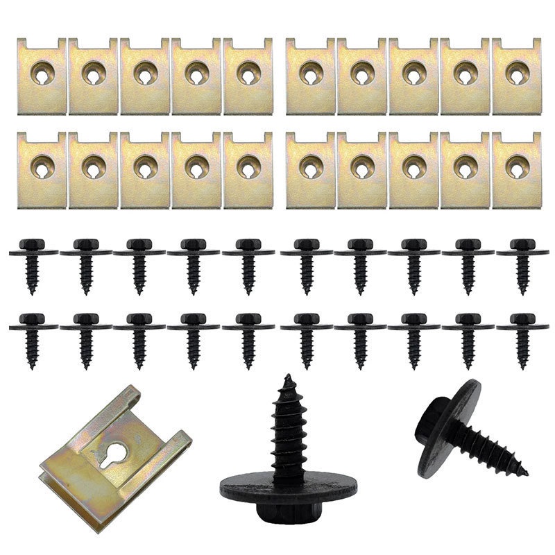 [40Pcs Self Tapping Tapper Screw Washer U Nut Hex] [Apply To BMW 4.8x19mm 8mm Screws Speed Fastener Undertray Sheet Metal Clips]