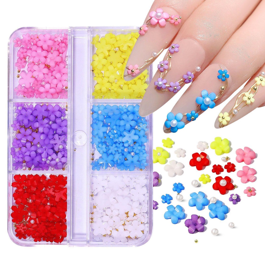 Preva 6 Sekat Manik Akrilik Bentuk Hatikupukupuhati 3D Untuk Dekorasi Nail Art Butterfly