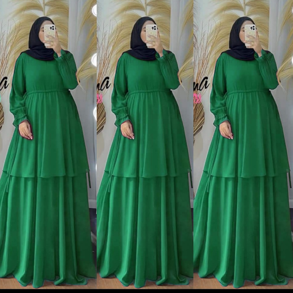 serena maxi gamis malasya ceruty bebydoll/gamis ceruty bebydoll susun/ gamis ceruty bebydoll terbaru