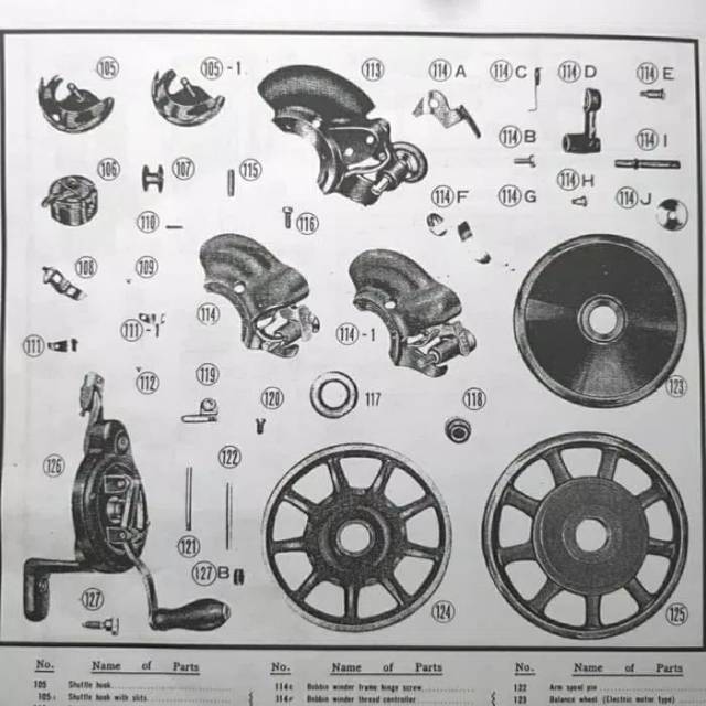P/N 126 + 127 Engkol Mesin Jahit Hitam Klasik
