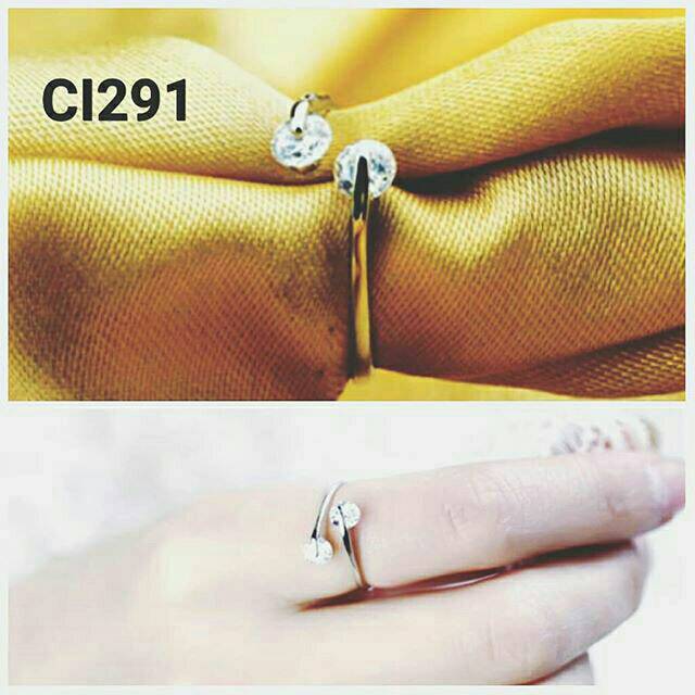 Cincin lapis emas 18k hias berlian zircon mengkilap CI291