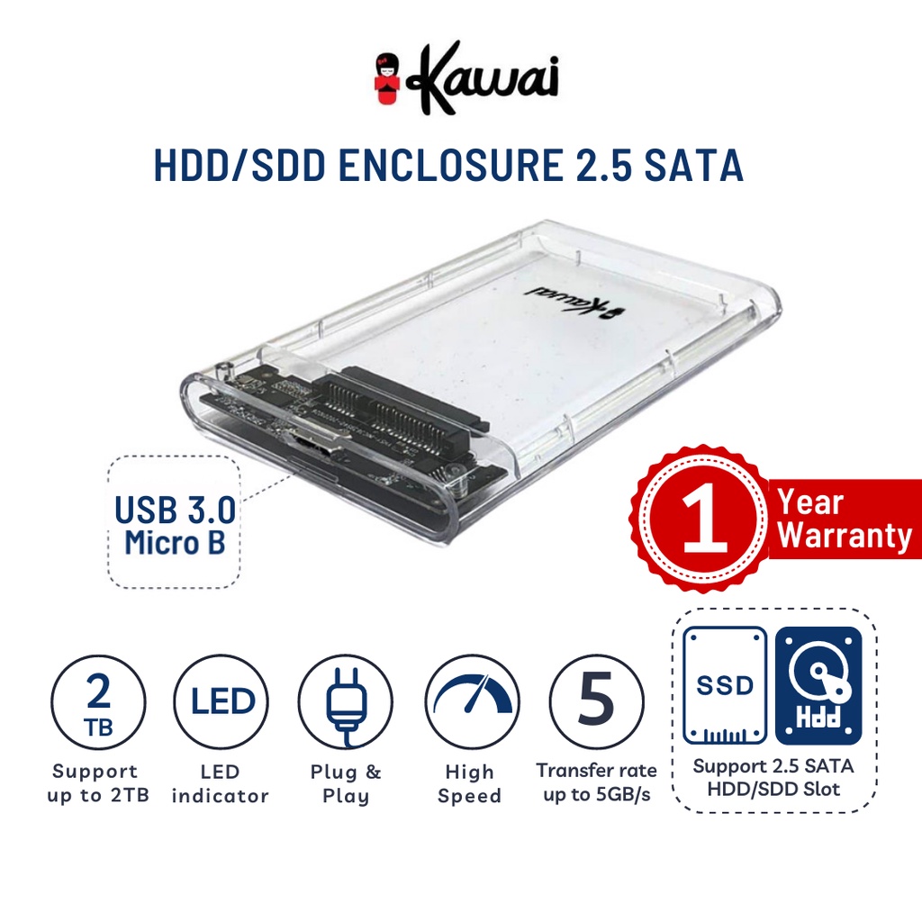 iKawai 2139U3 Enclosure SSD HDD Case 2.5 USB 3.0 External Casing SATA Compatible Hard Drive Enclosure Eksternal Case Orico 2139U3