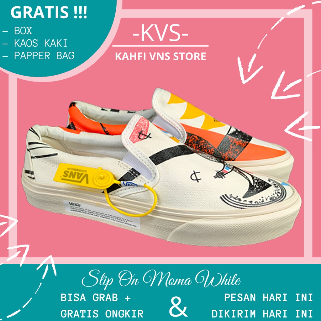 (BUY 1 GET 4) VANS SLIP ON MOMA WHITE WAFFLE DT GRADE ORI BNIB MADE IN CHINA  VANS SLIP ON MOMA  SLI