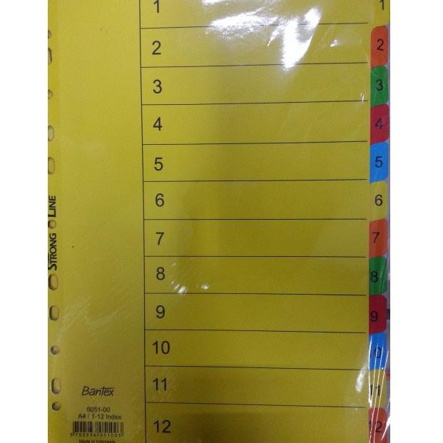 

qT2Code Divider BANTEX 1-12 6051/ PEMBATAS FILE UKURAN A4(L7X5) (Kekinian)
