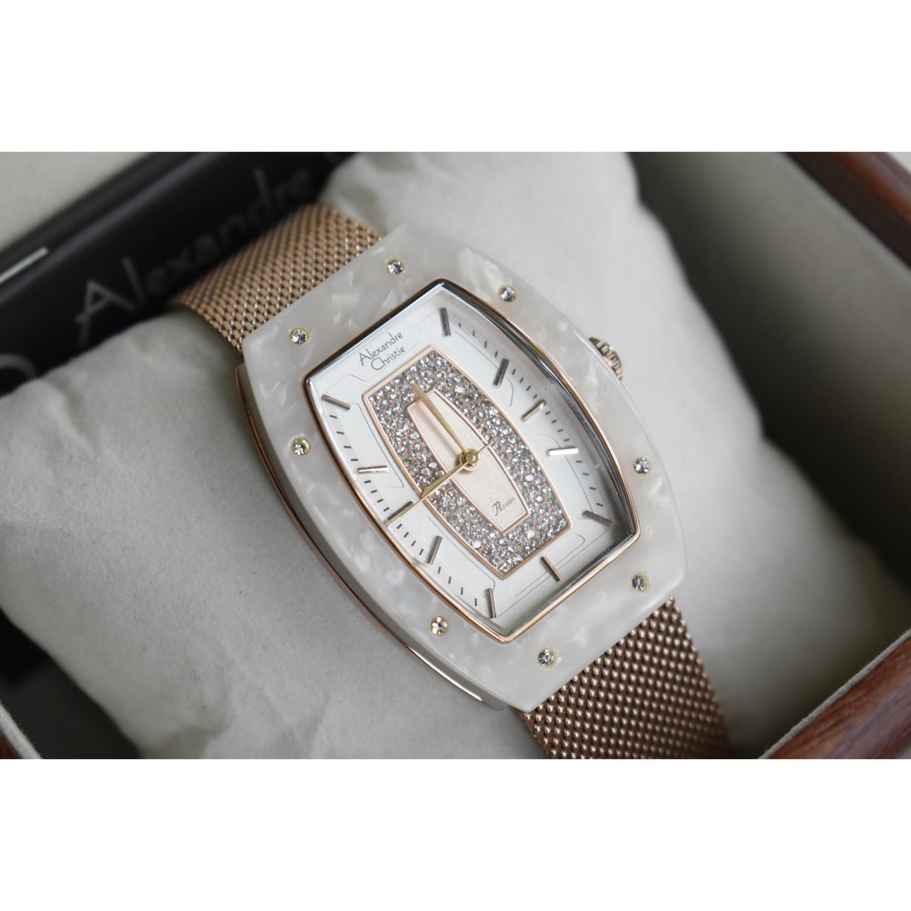 Jam Tangan Alexandre Christie Cewek Wanita AC2729 AC 2729 LH White Rosegold Original