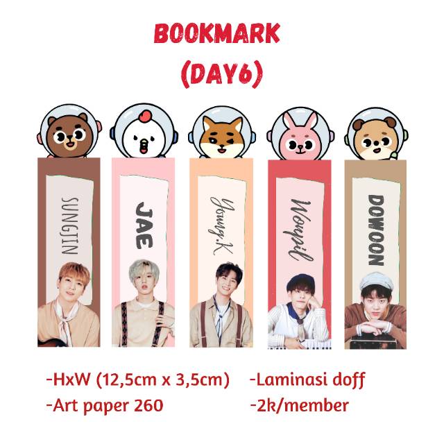 

[DAY6] Bookmark/Pembatas Buku