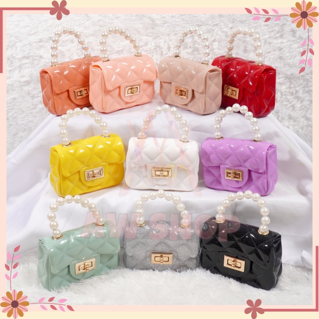 Tas Wanita Jelly Glossy Mini Pearl | Tas Fashion Korea Glossy Pearl | Glossy Mutiara