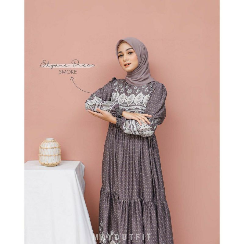 EDYANE DRESS / PATTERN SATIN DRESS by Mayoutfitofficial