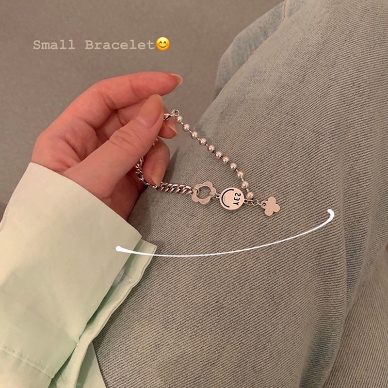 Zomi Gelang Tangan Rantai Wanita Desain Bunga Smiley Face