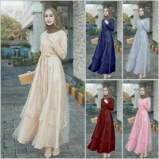BUSUI Dress Exclusive Brukat Tille Kayla Maxi Dress Aurel Premium Gamis Sabrina