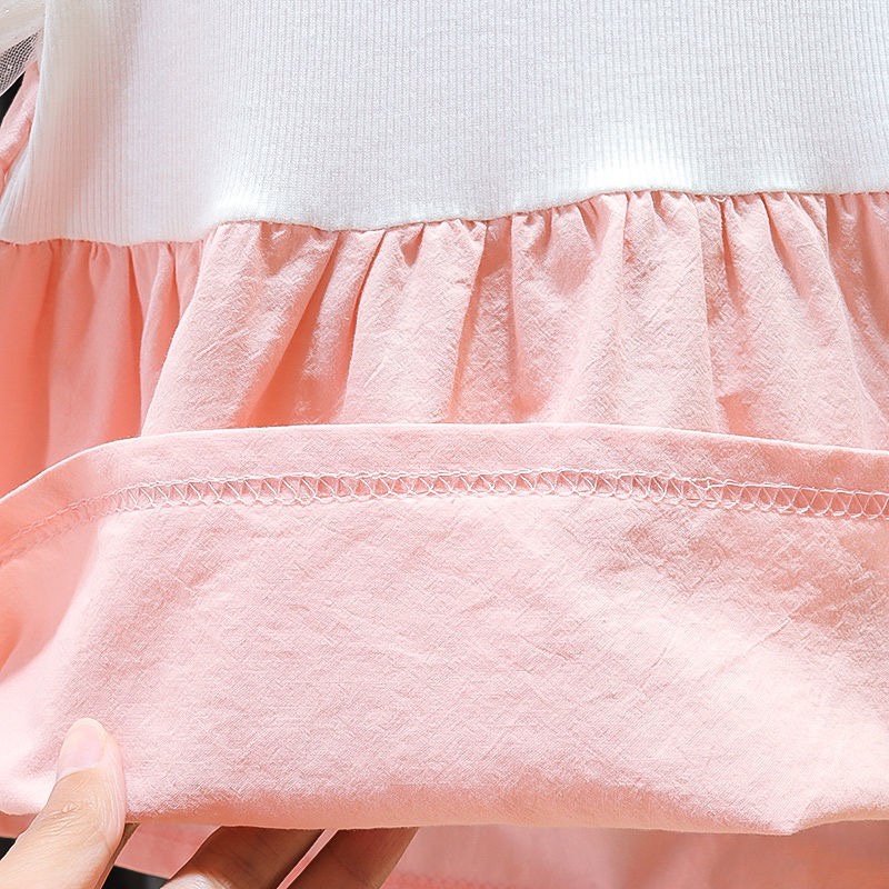 (0-4Tahun) QZ-36 Dress anak perempuan/Gaun pita besar lengan puff Fashion Anak Impor（4）