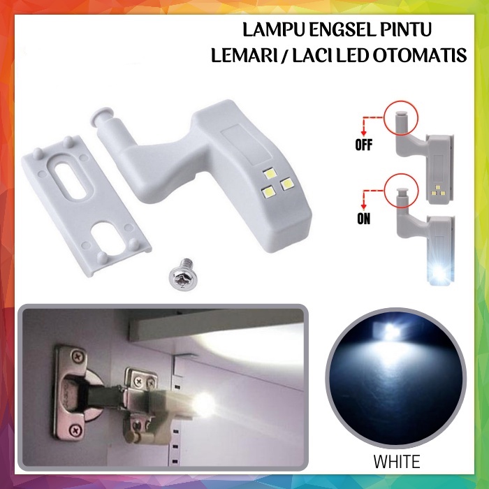 Lampu LED Engsel Sendok Pintu Lemari Pakaian Baju Celana Laci Hinge Lamp Otomatis