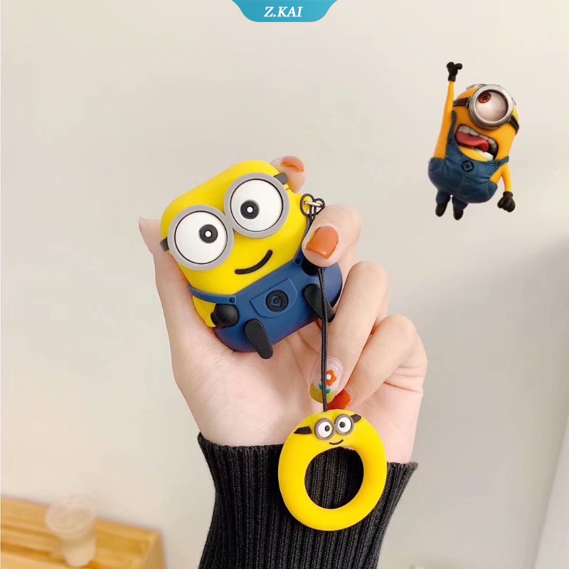 Casing Silikon Motif Kartun Minions Untuk Simpan Earphone Wireless Bluetooth Apple AirPods 1 / 2 / 3 pro