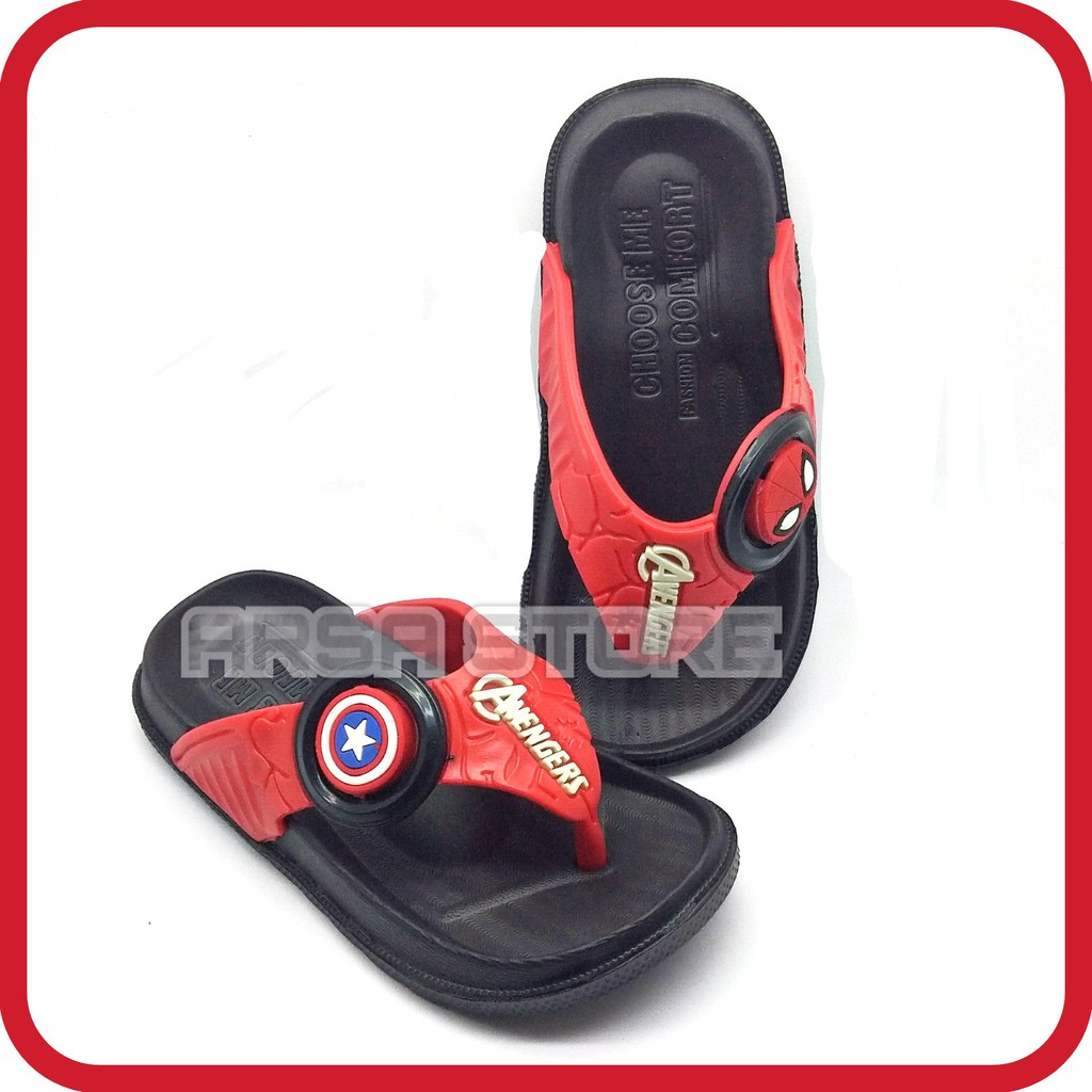 Sandal Anak, Sendal Jepit Anak Laki laki, Sandal Karet Superhero Terbaru Usia 2-8 tahun