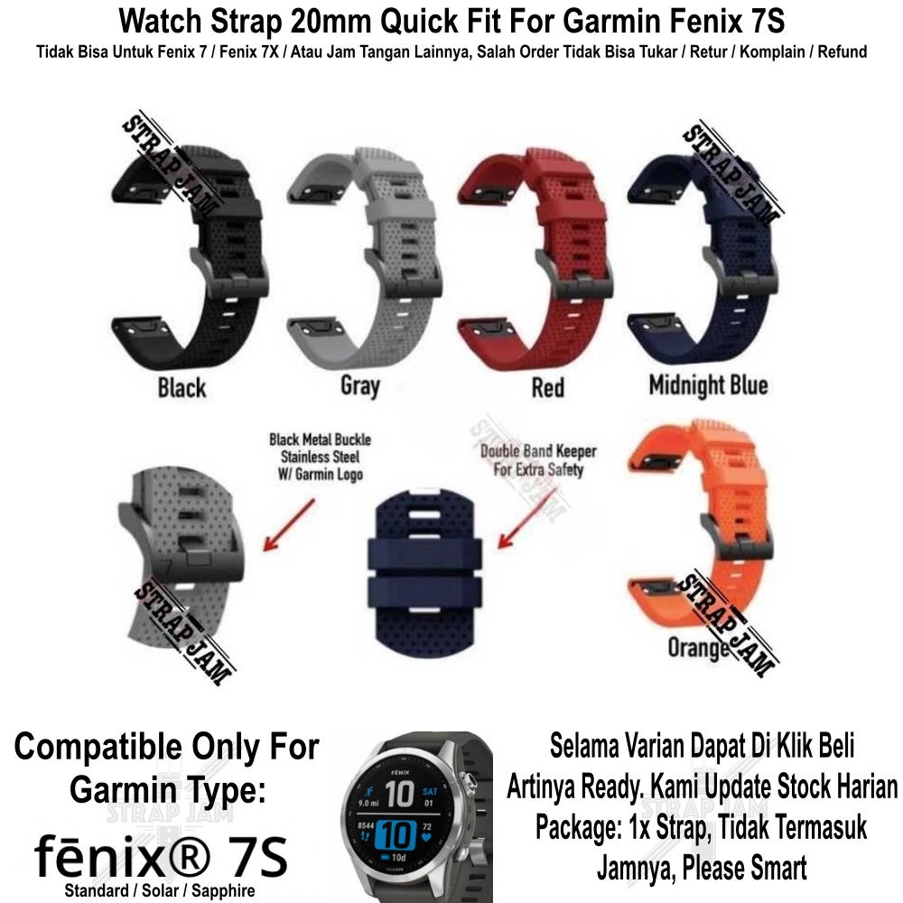 N33 Watch Strap Garmin Fenix 7S 42mm - Tali Jam Tangan 20mm Quick Fit Rubber Silikon Bintik