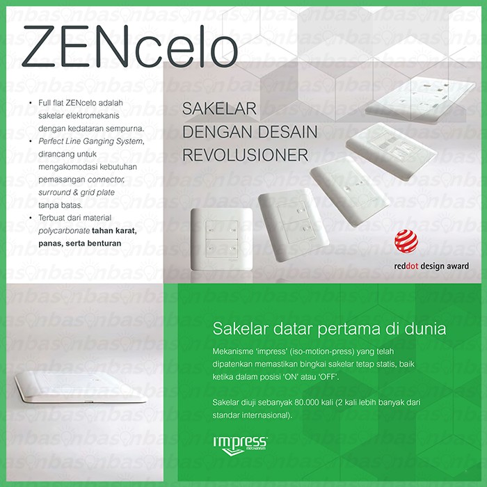 SCHNEIDER ZENcelo 1 Gang 1 Way - Saklar 1 Tombol 1 Arah - Full Flat Switch - Saklar Datar