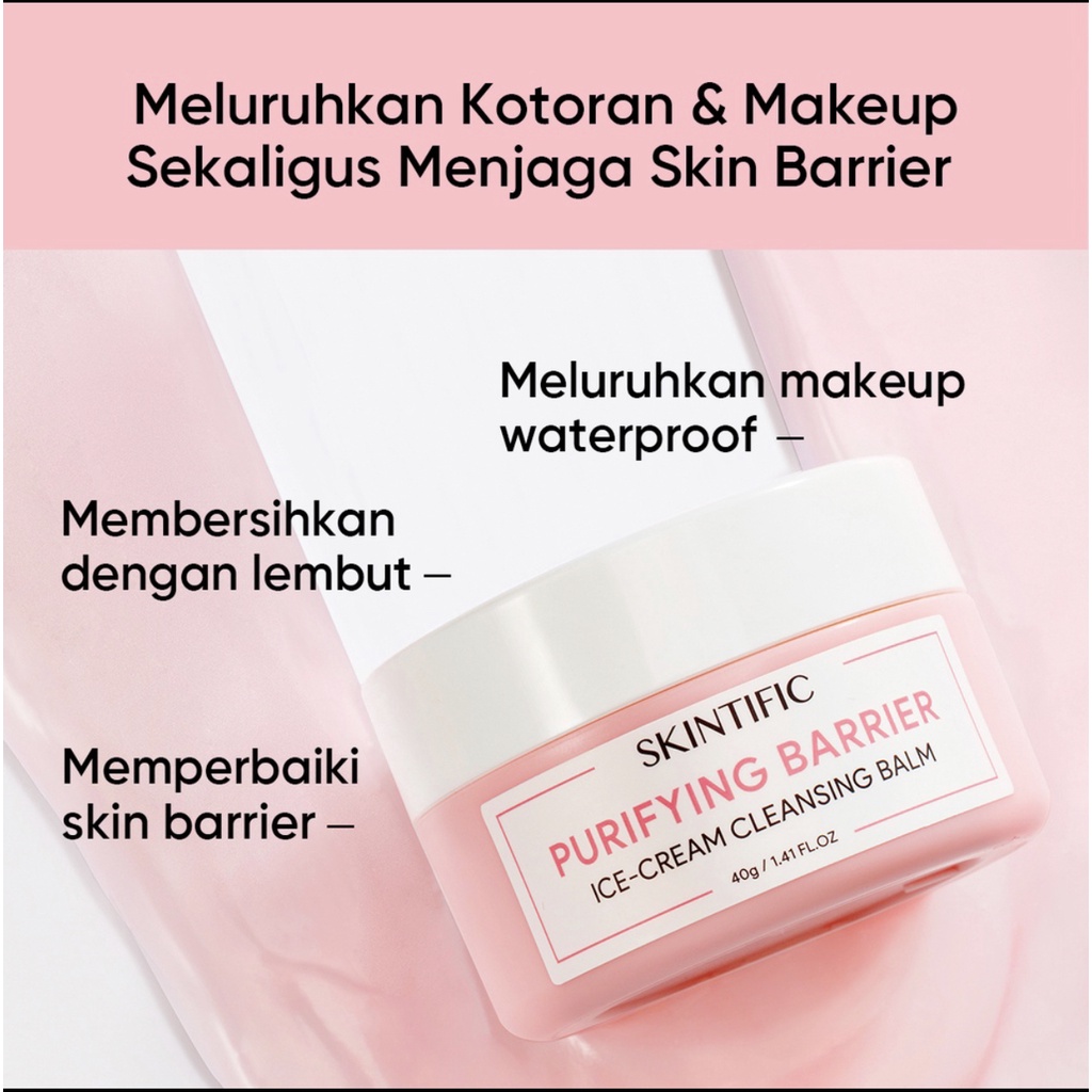 SKINTIFIC Purifying Barrier Ice Cream Cleansing Balm 40g Make Up Remover Pembersih Muka