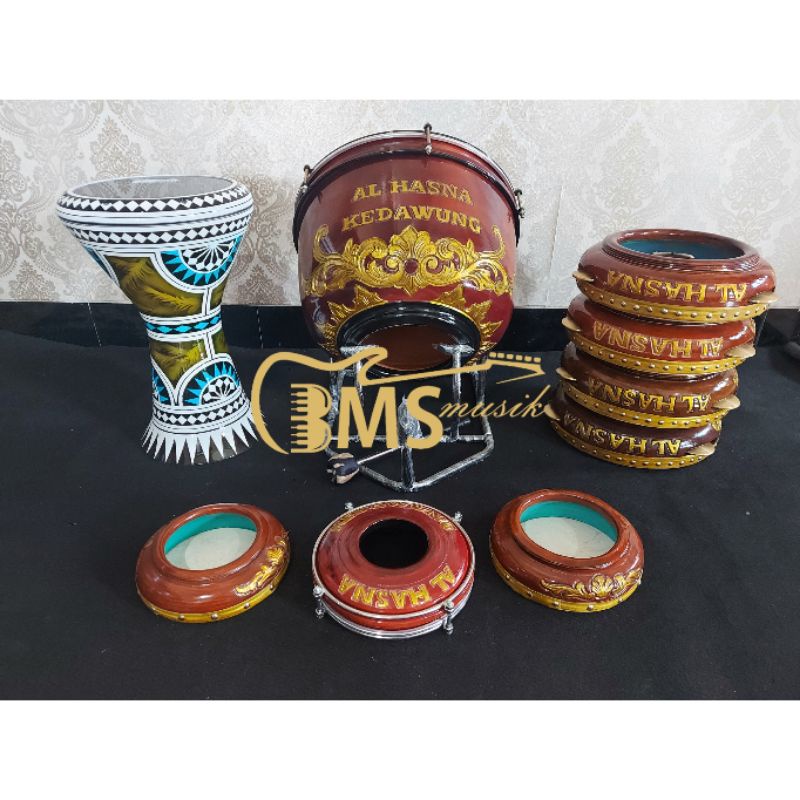 Promo Fullset Rebana Ukir kayu Mahoni 9 personil