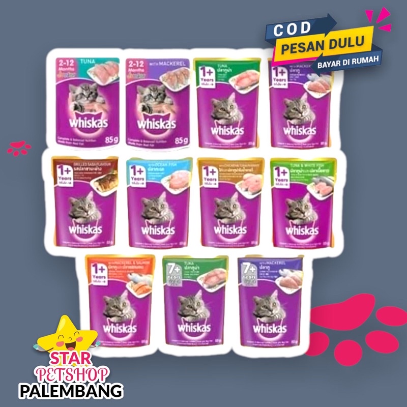 Whiskas Pouch 80gram Makanan Basah All Varian Rasa