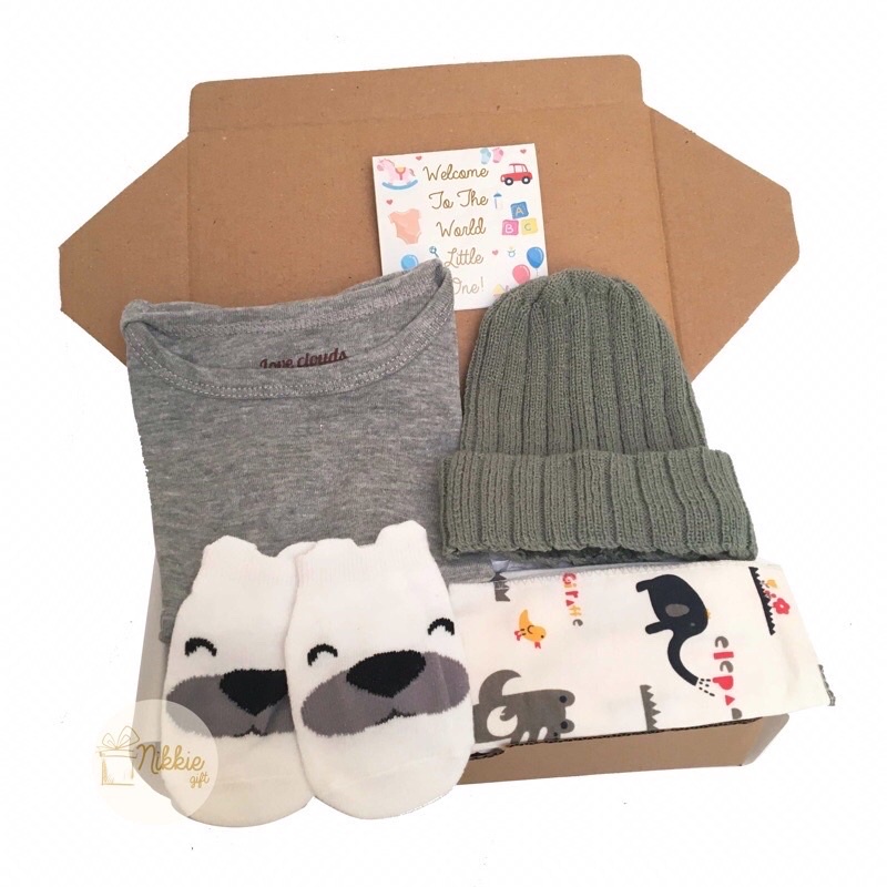 Baby Gift Jumper POLOS ABU PINK COKSU | Hampers Bayi Cowok Cewek | Hampers Newborn | Kado Lahiran-Abu Misty