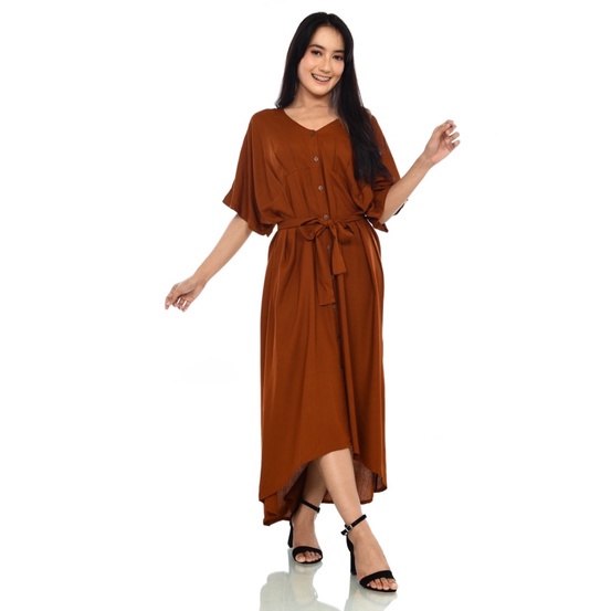 Daster Panjang Casandra Long Dress Kancing Depan Full