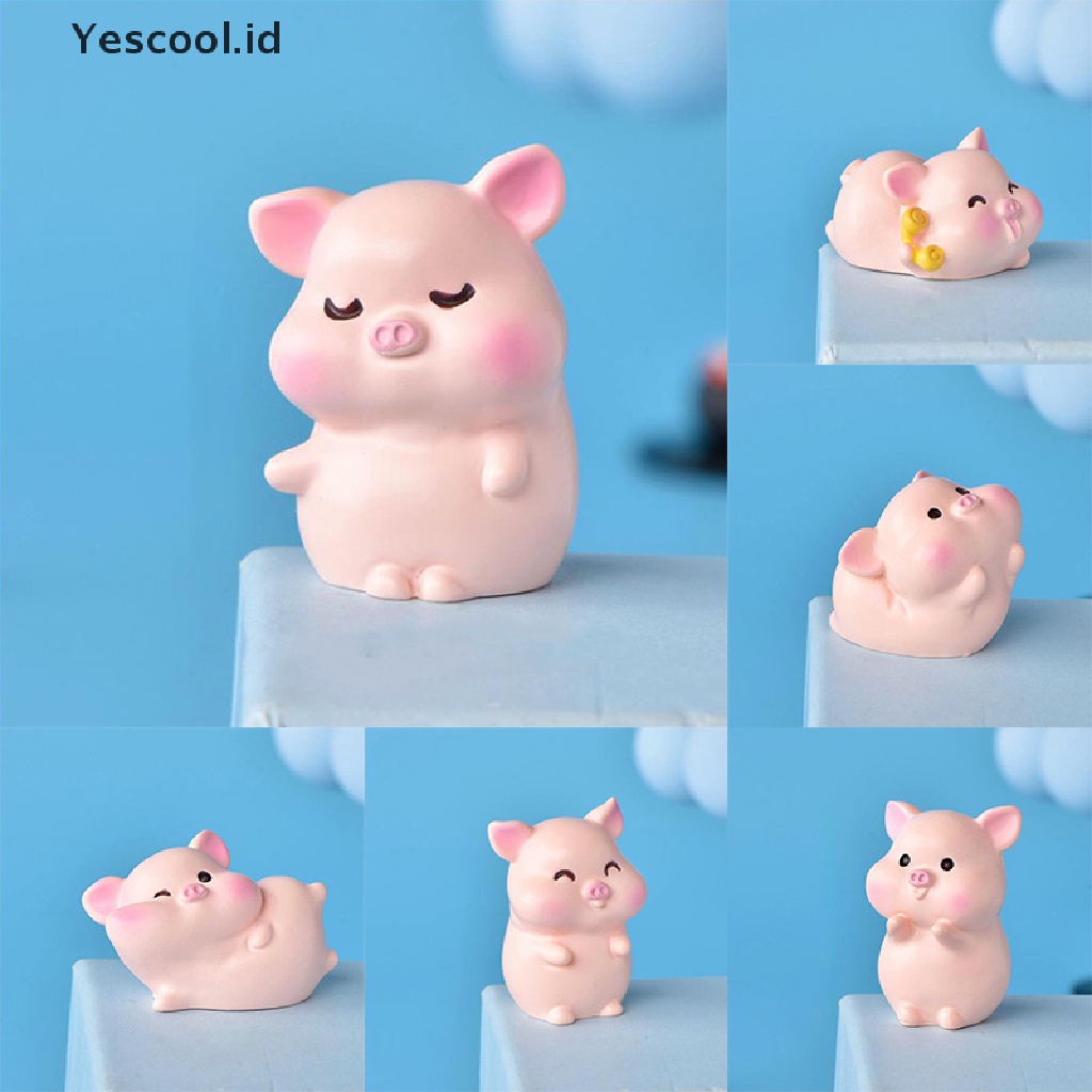 1 / 6pcs Patung Babi Mini Bahan Resin Untuk Dekorasi Taman